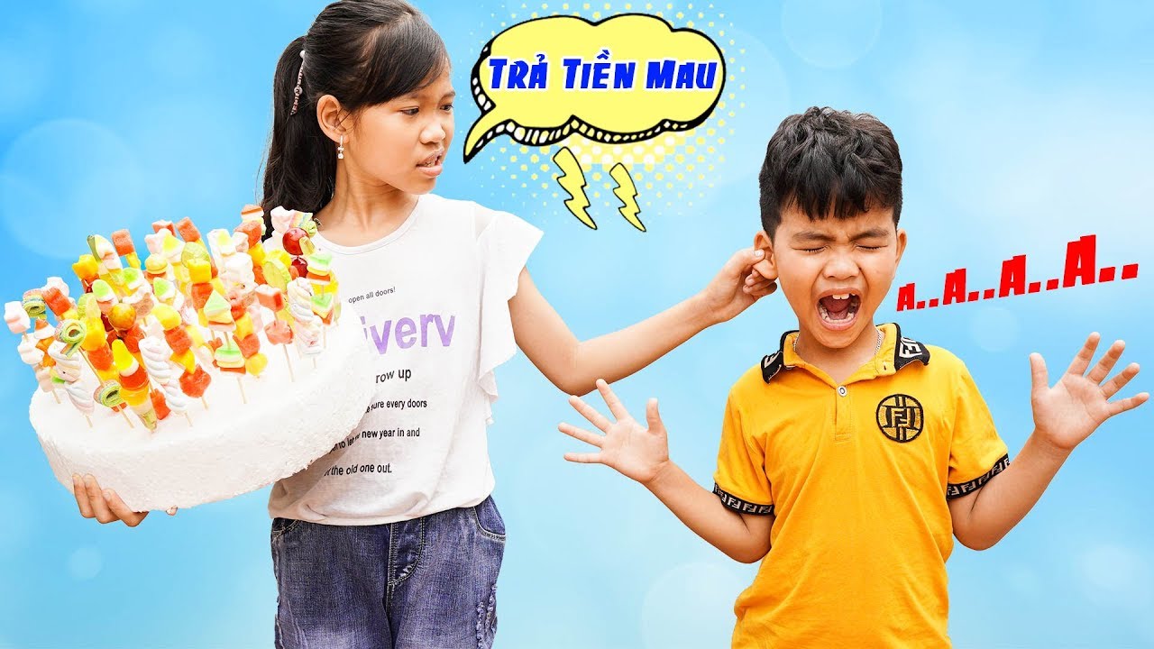 Trò Chơi Bán Kẹo Xiên Và Đứa Trẻ Tinh Nghịch ♥ Min Min TV Minh Khoa
