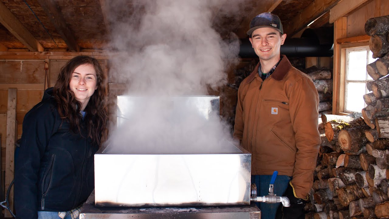 A day boiling Maple Syrup | collecting sap & making syrup
