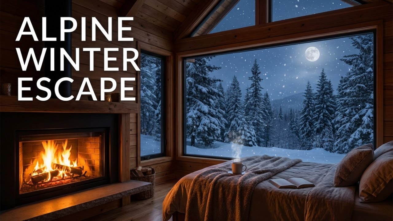 Cozy Luxury Mountain Retreat | Fireplace, Snow & Deep Sleep Ambience