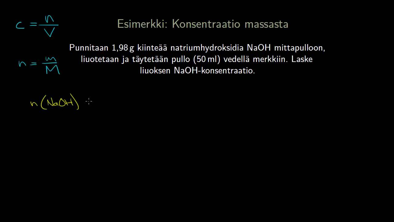 Konsentraatio - konsentraatio massasta (esimerkki)