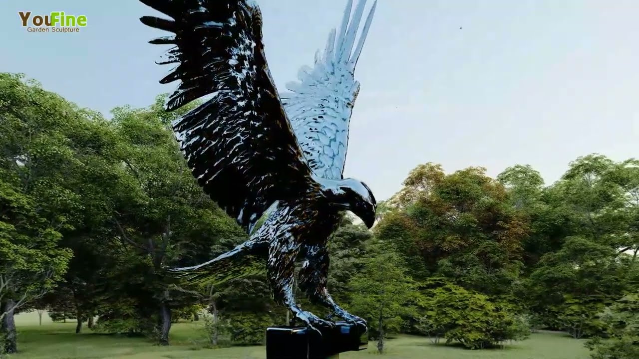 Introducing the Stunning Original Design Stainless Steel Eagle Sculpture - Perfect for Your Lawn!