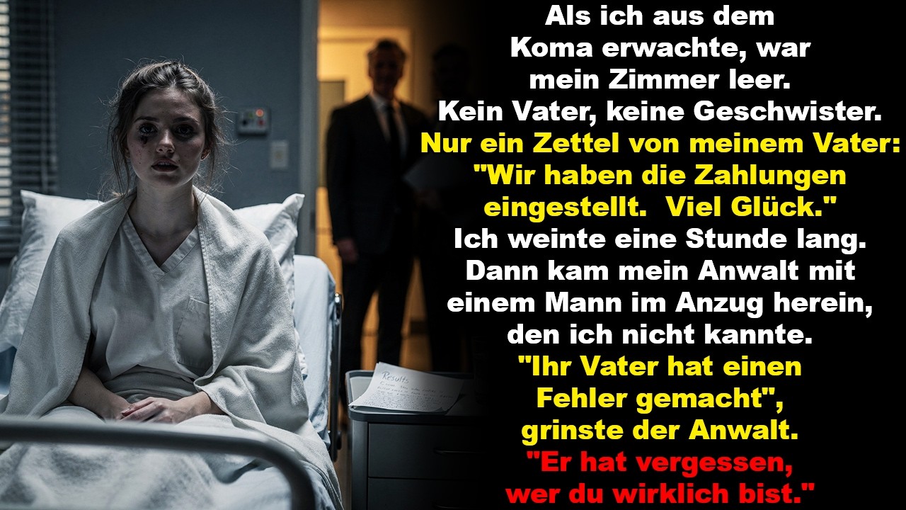Als ich aus dem Koma erwachte, war mein Zimmer leer. Kein Vater, keine Geschwister.