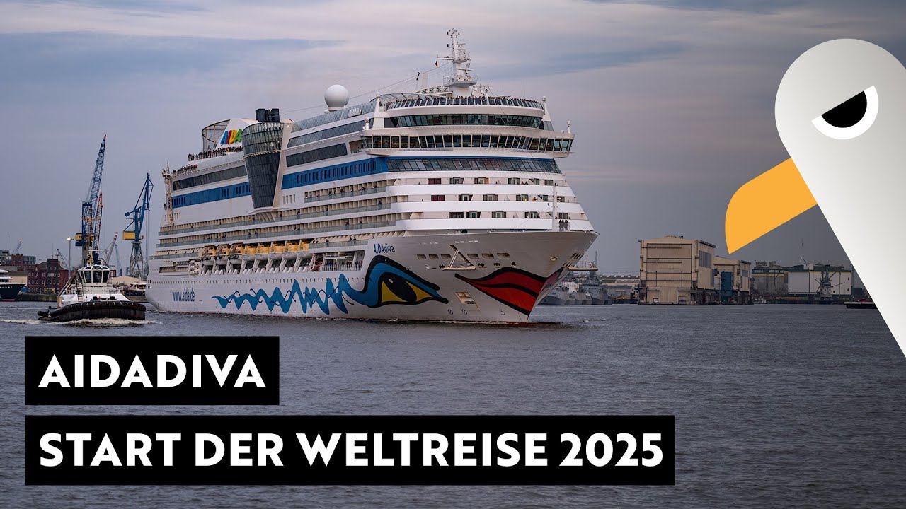 AIDAdiva Begleitfahrt 💋 Sail Away zum Start der Weltreise 2025 | 10.11.2025