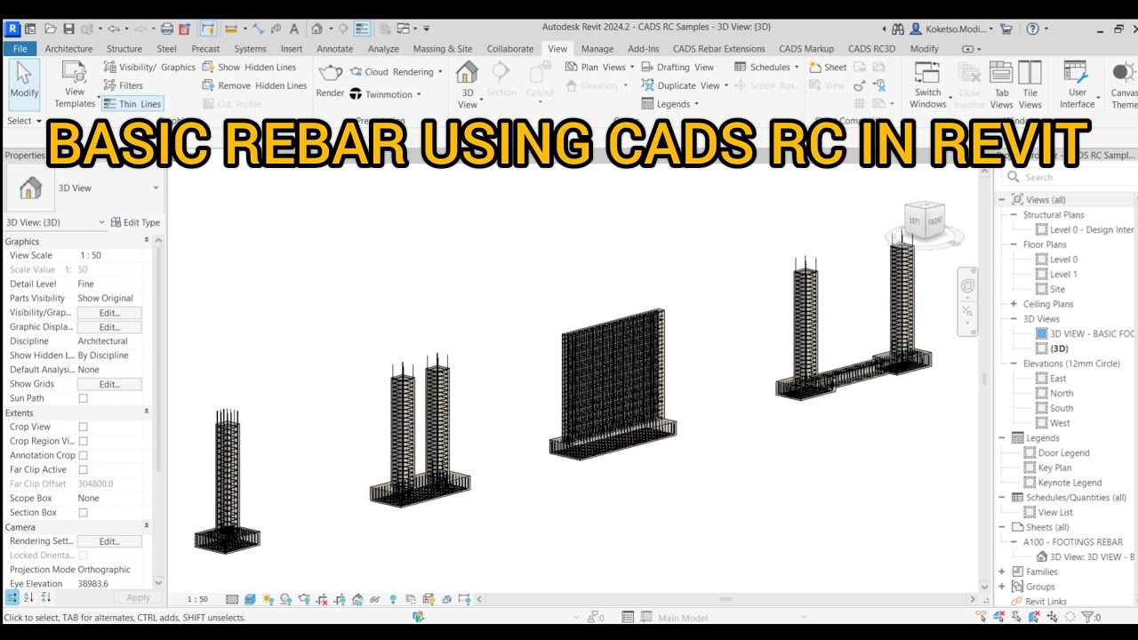 Basic Rebar using CADS RC in Revit.