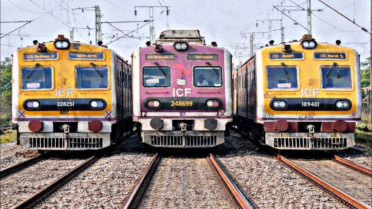 Old EMU vs New ICF Local Train Crossing on Howrah–Barddhaman Chord Line | Amazing Rail Moment 🚆✨