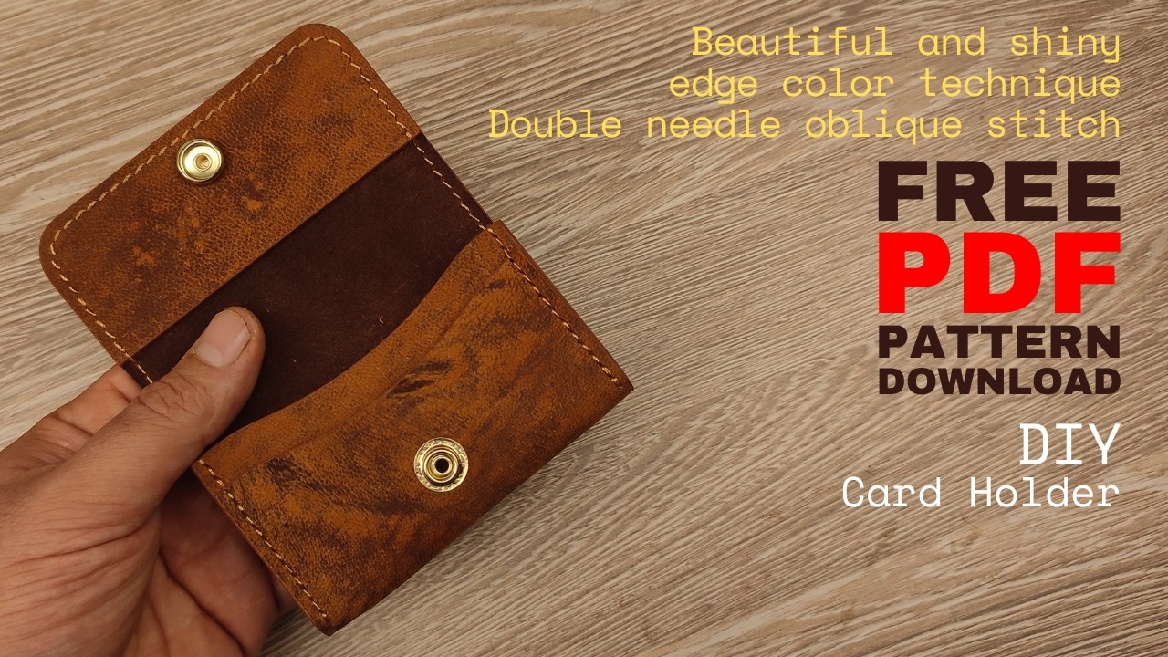Making a leather card Holder | Making a leather business card bag | Free pattern [Leather craft]