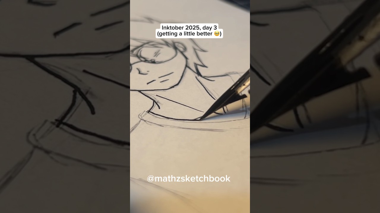 Inktober 2025, day 3 ( getting a little better at using g pen 🥹) #shorts #anime #oc