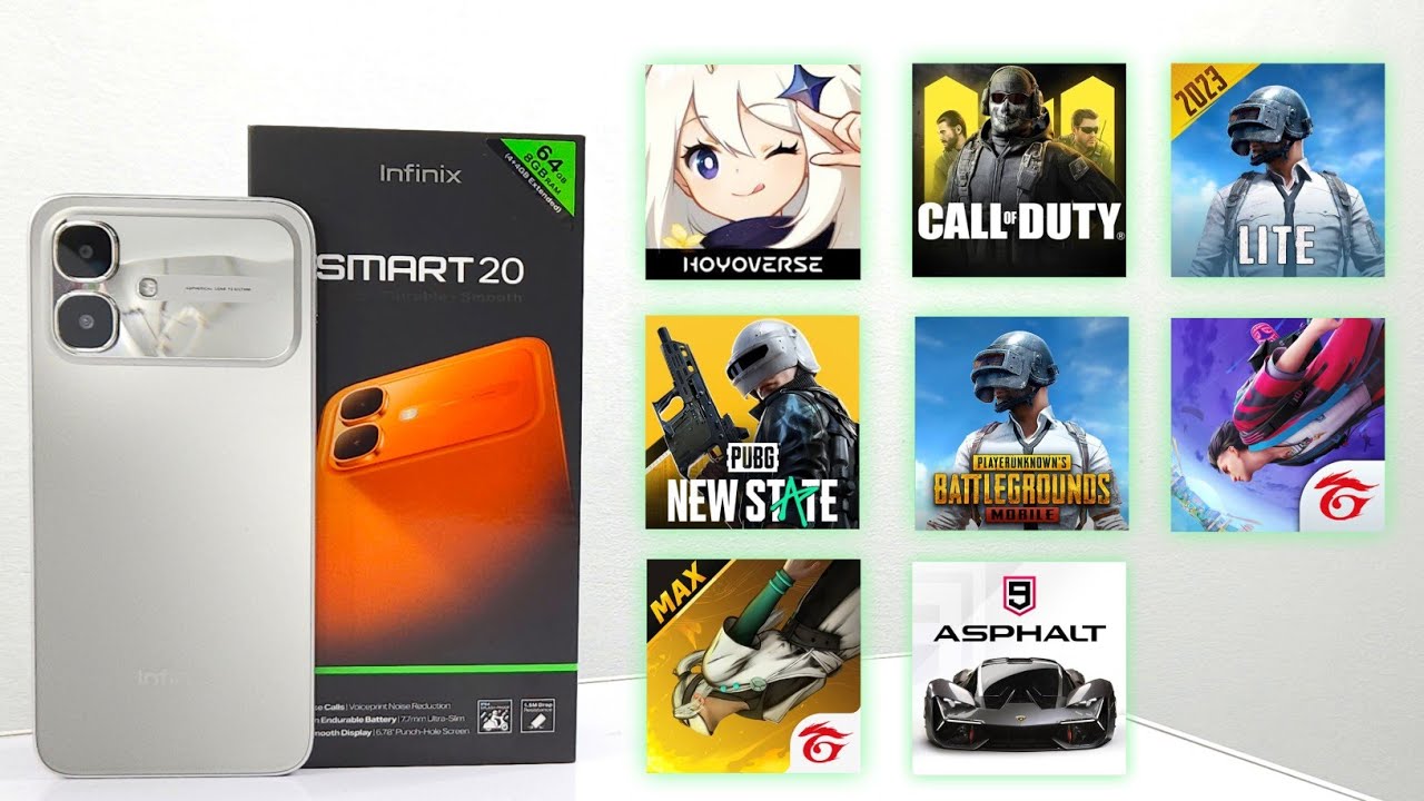 Infinix SMART 20 8+ Games Test - PUBG/Free Fire/Asphalt 9/Genshin/Call Of Duty/New State - 4GB Ram