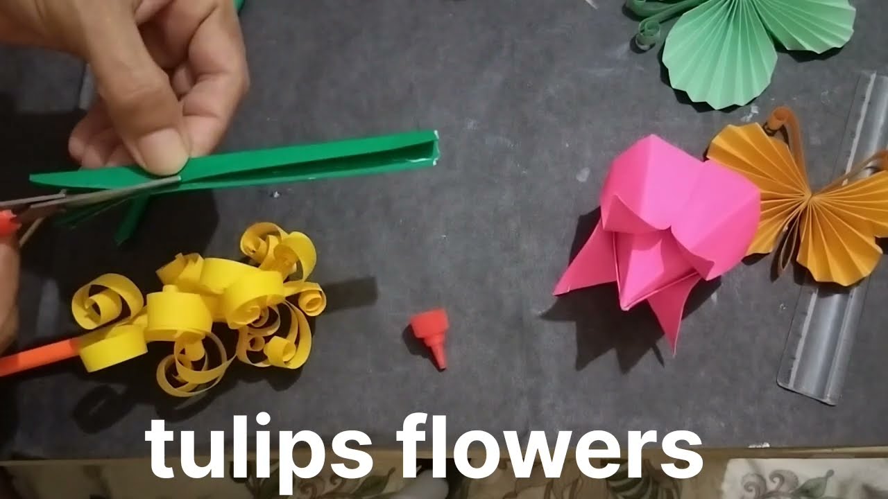 How to make a craftpaper beautiful tulipsflowers #craftpaper #DIY #flower 