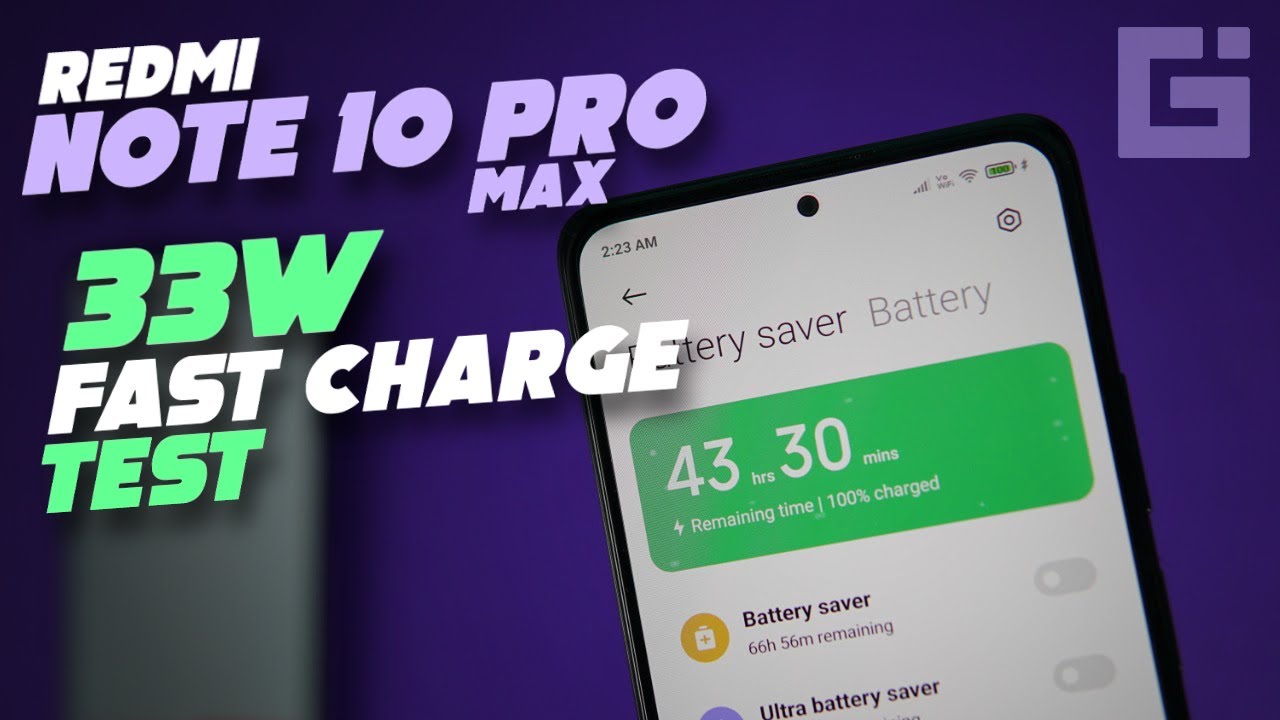 Redmi Note 10 Pro Max 33W Fast Charging Test - How much time for 100%?