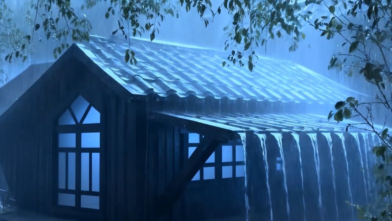 Deep Sleep in Minutes with Heavy Rain & Thunder | Rain Sounds on Thatched Roof in Forest