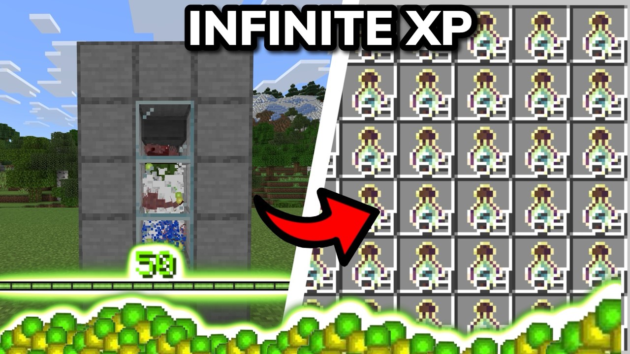 NEW SIMPLE AUTOMATIC XP FARM TUTORIAL in Minecraft Bedrock (MCPE/Xbox/PS/Switch/PC)