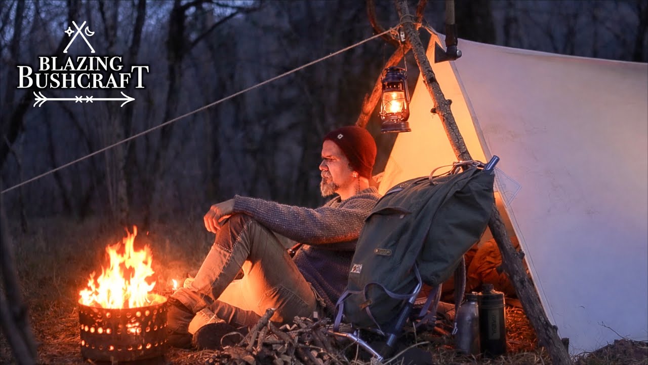 2 Days Solo Bushcraft | Spring Tarp Camping & Campfire Cooking