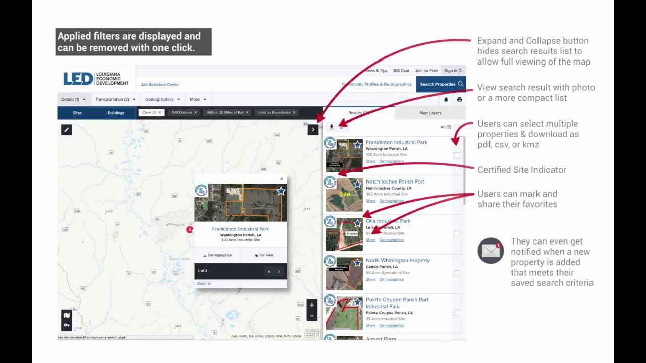 New Site Selection Website for Louisiana Economic Development