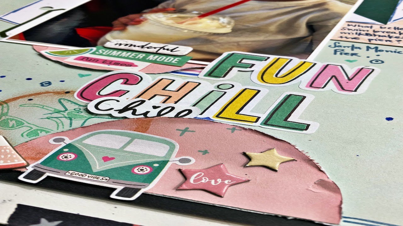 Scrapbook Process Video: Swim Break (No Patterned Paper Mini Series)