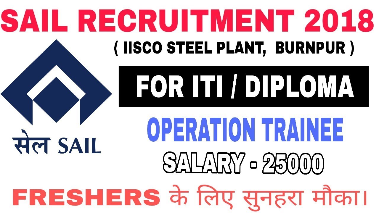 SAIL RECRUITMENT 2018 | IISCO BURNPUR | ITI DIPLOMA FRESHER ELIGIBLE