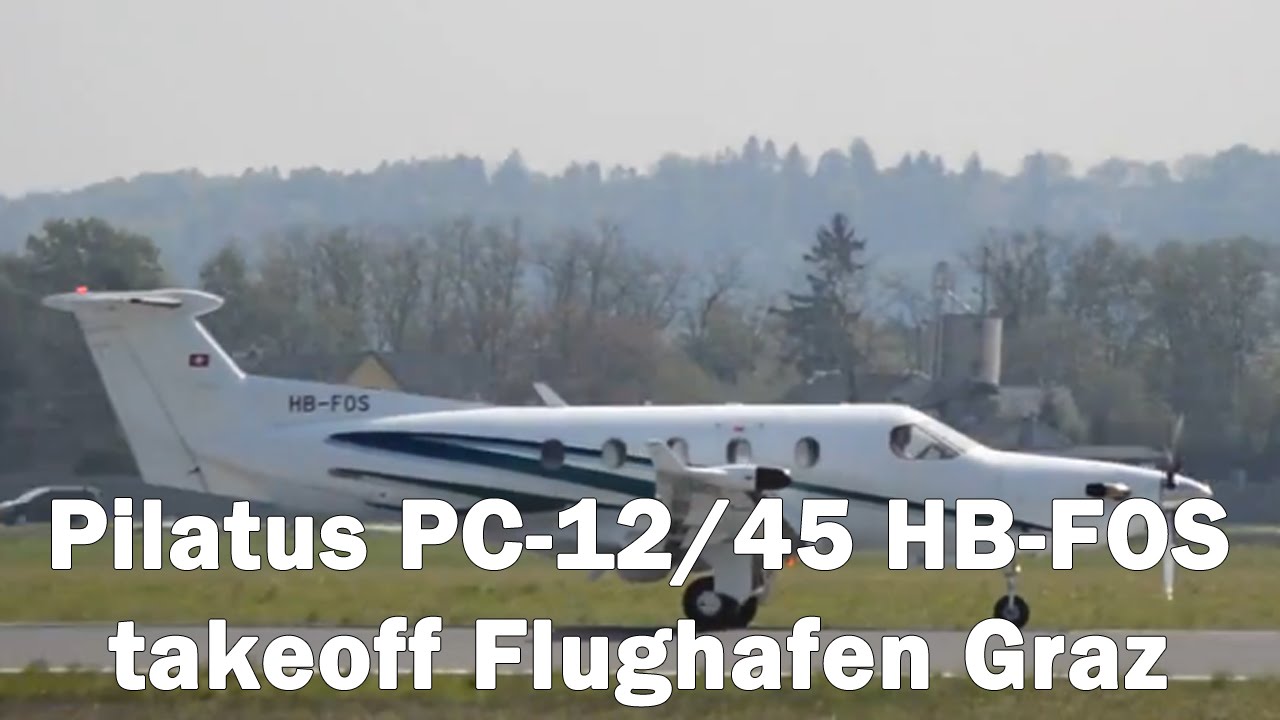 Lions Air Pilatus PC-12/45 takeoff Flughafen Graz | HB-FOS