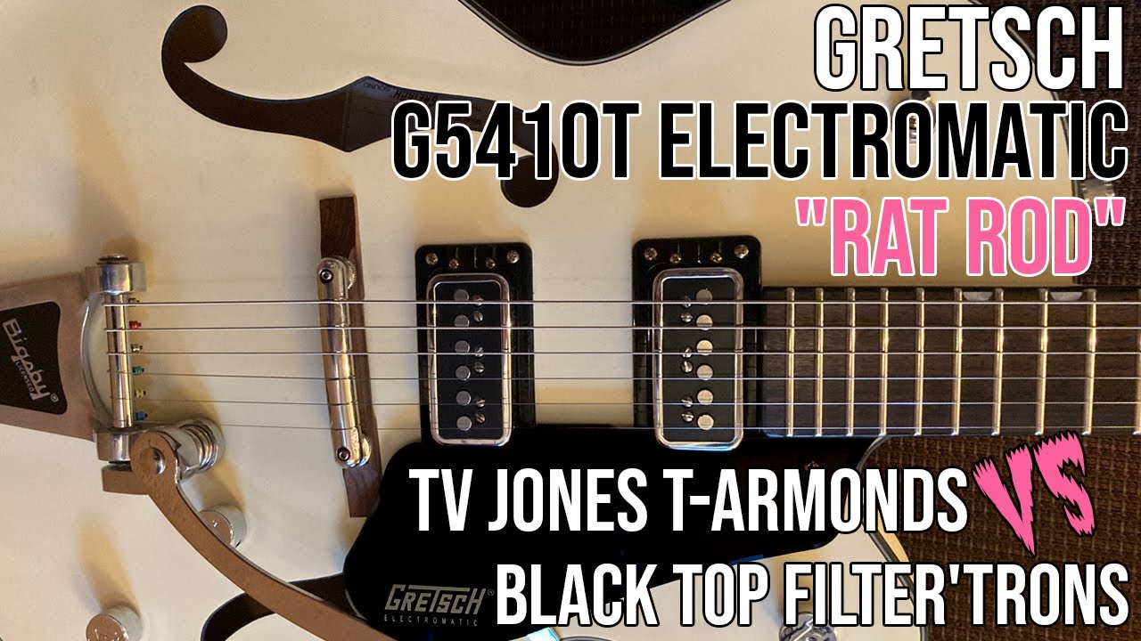 Gretsch G5410T Rat Rod - Pickup Upgrade - TV Jones T-Armond Pair Vs Black Top Filter'Trons