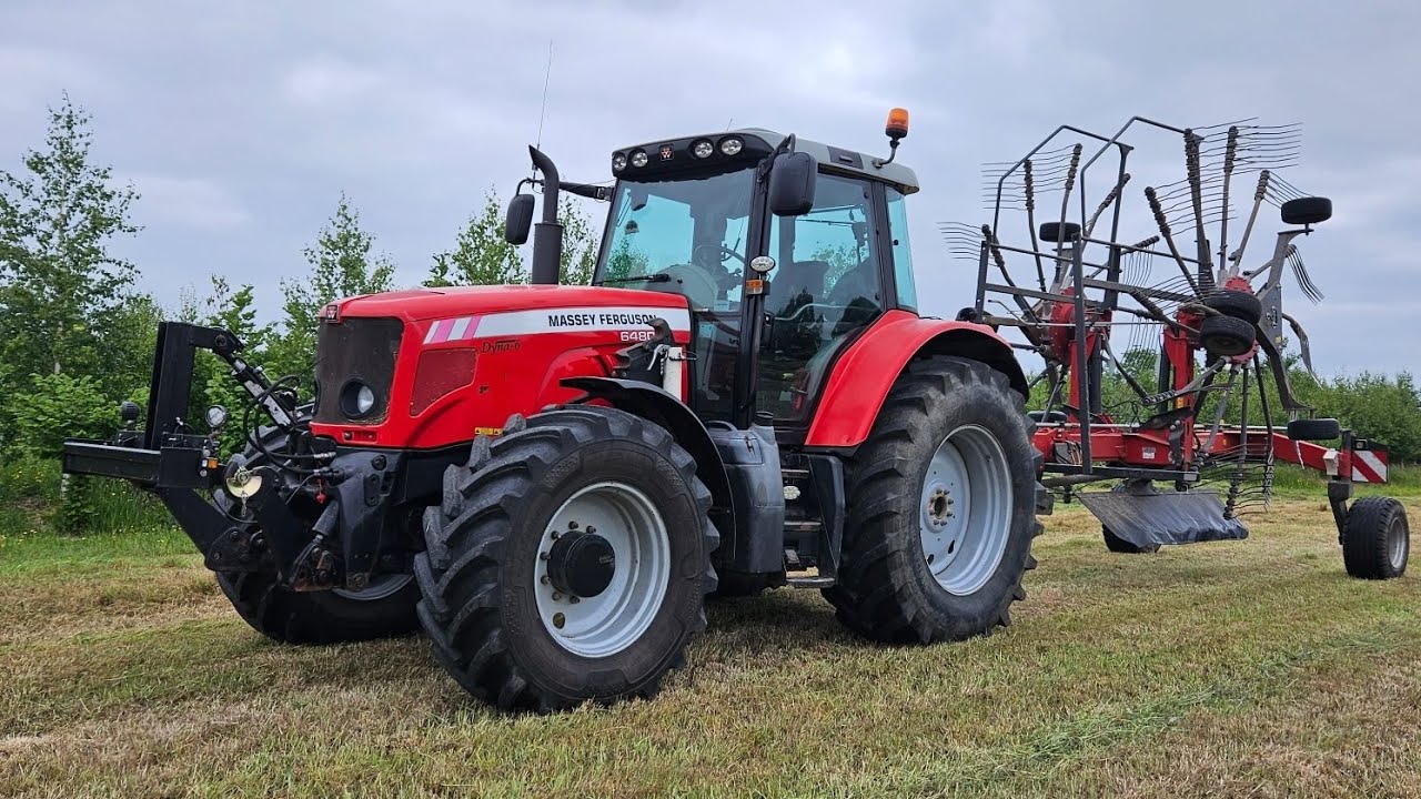 massey 6480 mowing raking and carting