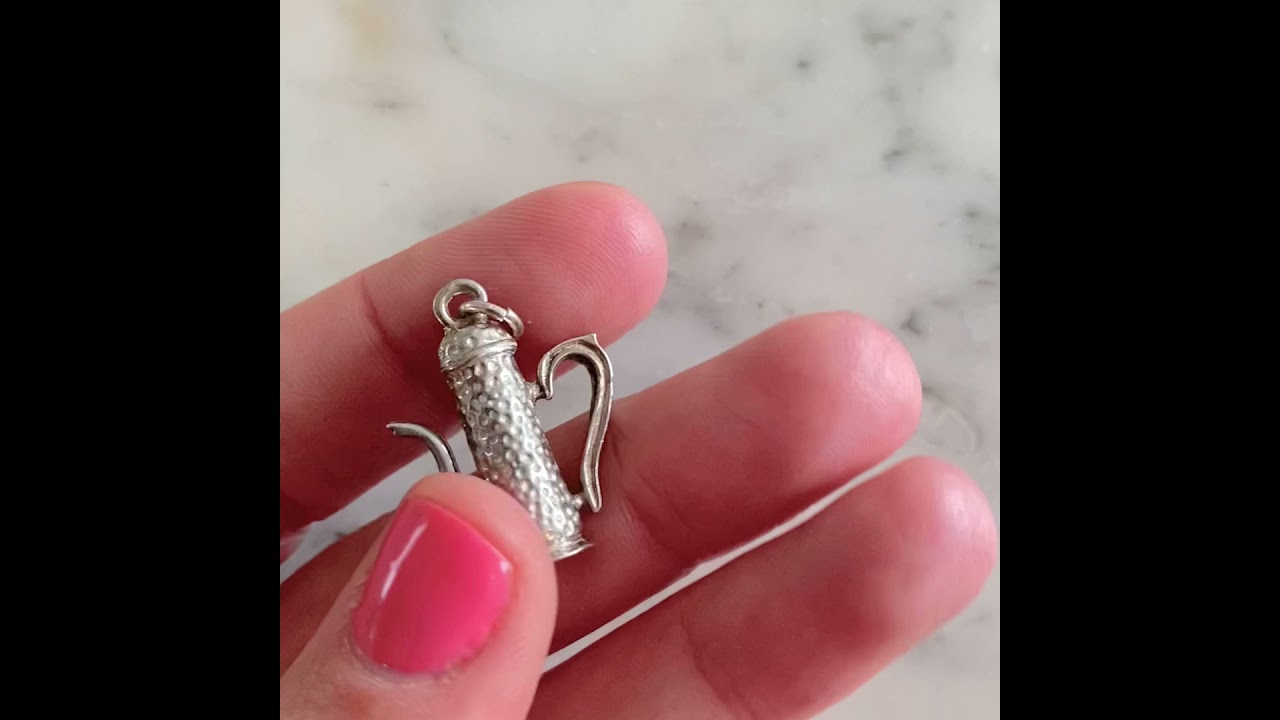 Vintage 1970s Silver Tea Pot Charm Necklace