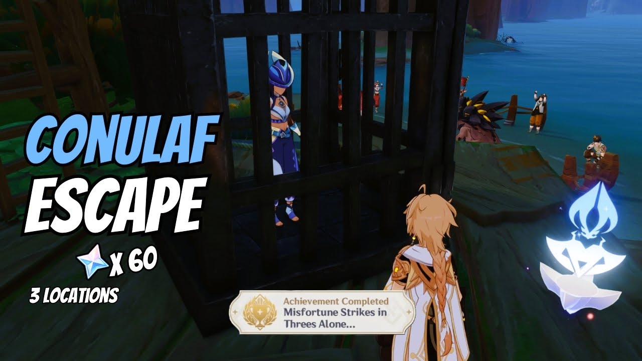 Help Conulaf Escape 3 times | Mini quest Genshin Impact | Misfortune Strikes in Threes only