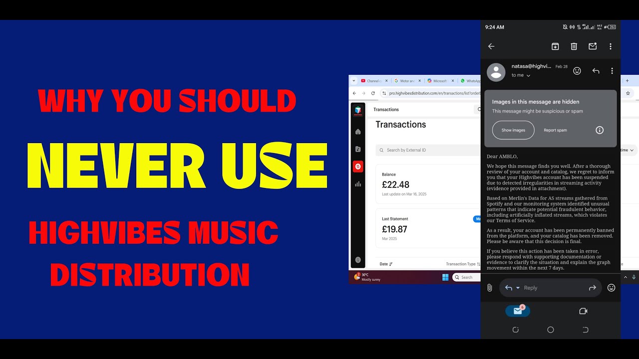 Why You Should Never Use or Stop Using Highvibes Music Distribution ; They Steal Royalties and Ban
