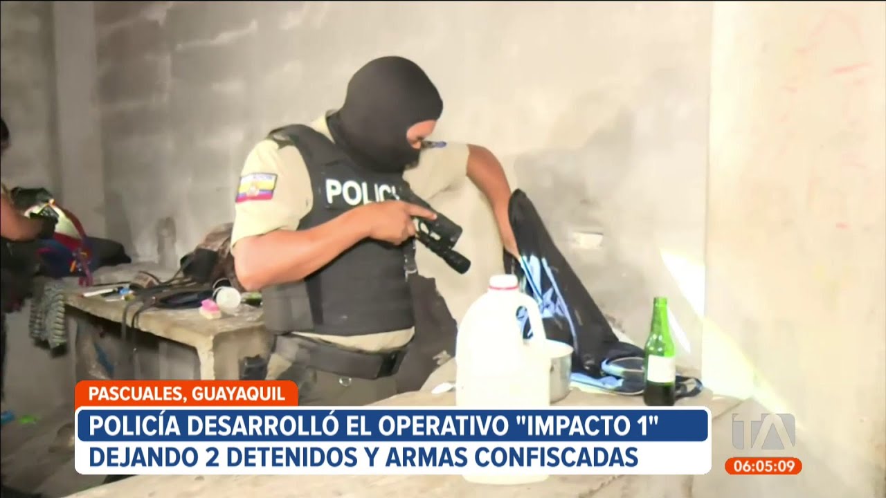 2 detenidos, armas de fuego y dinero en efectivo dejó un operativo en Pascuales, Guayaquil