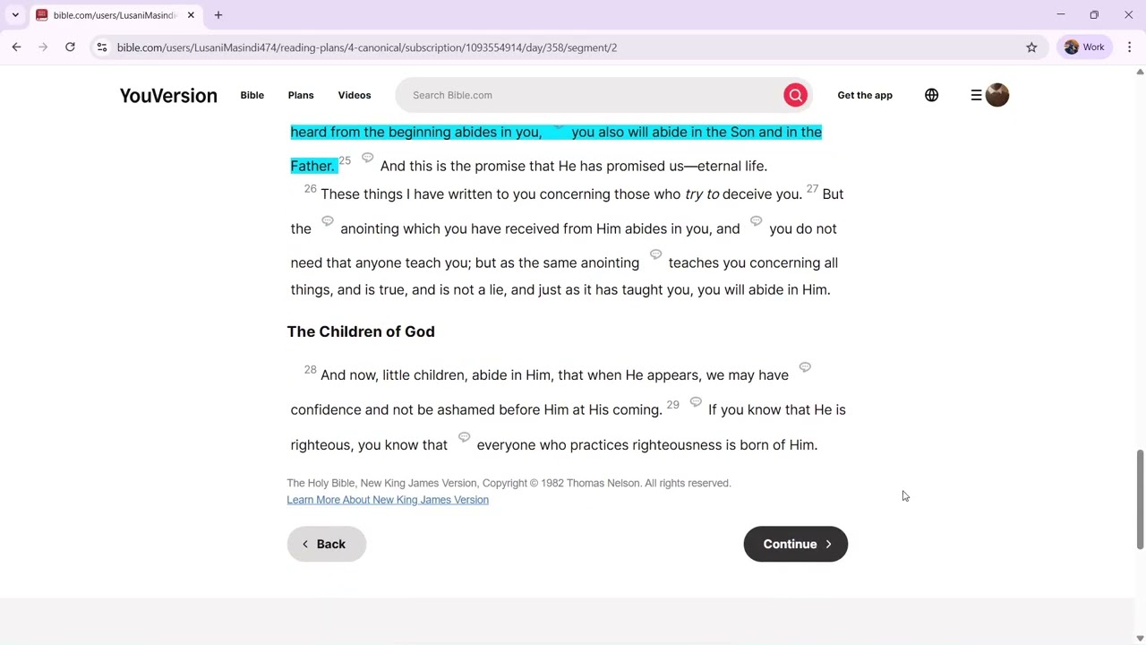 Bible Reading Lessons | Day 358 of 365 | 1 John 1 - 5