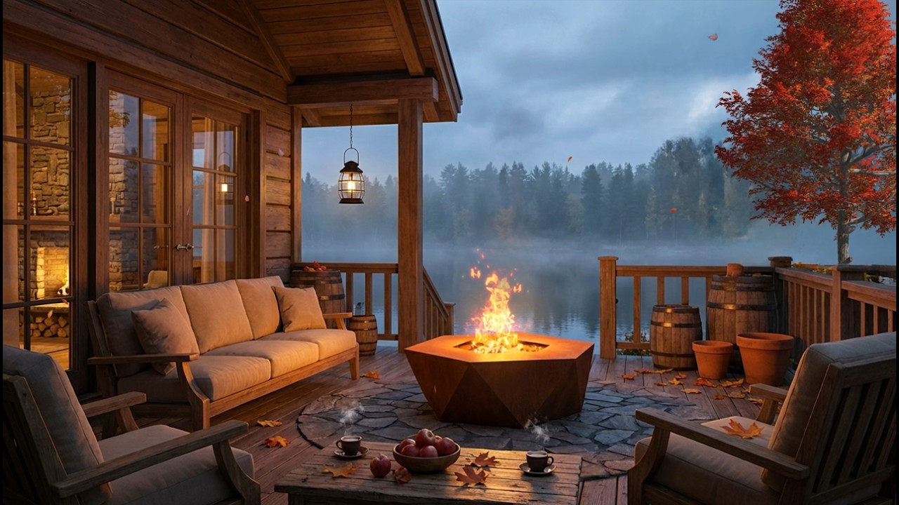 Cozy Lakeside Campfire in the Mountains 🍁🔥 Soothing Fall Nature Ambience for Calm Evenings