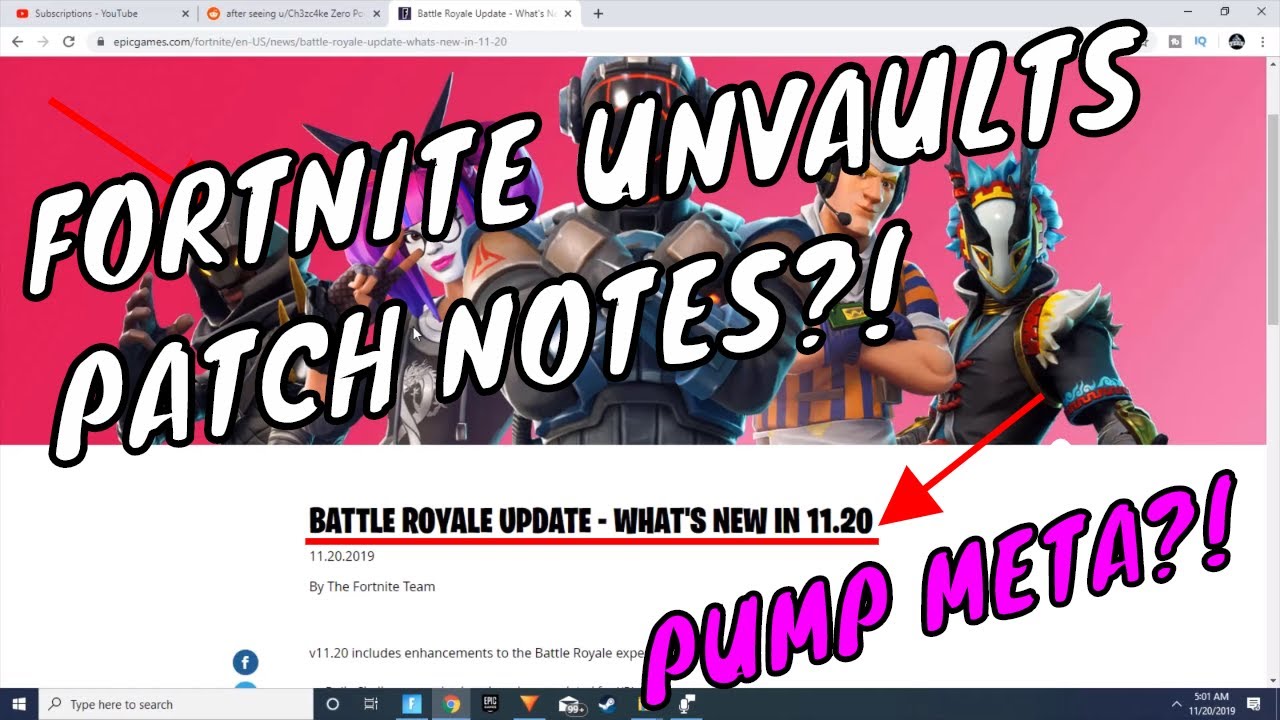PATCH NOTES ARE BACK! HEAVY TAC NERF?! (Fortnite v11.20 Patch Notes)