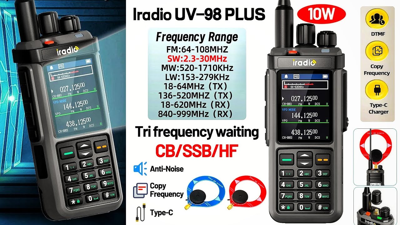 Iradio UV-98 PLUS Recensione 🔊 | Walkie Talkie Multibanda 10W #walkietalkie #99banggoodanniv