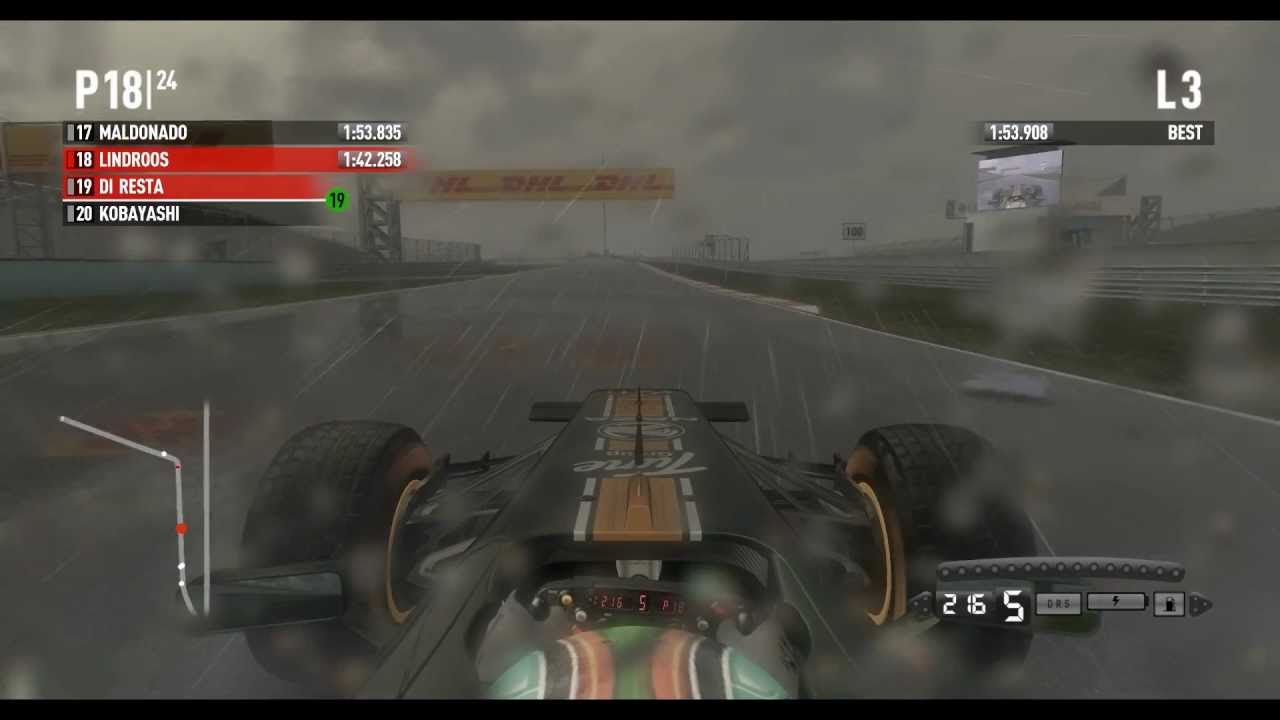 F1 2011 PC Shanghai Hotlap Team Lotus, No Driving Aids Heavy Rain