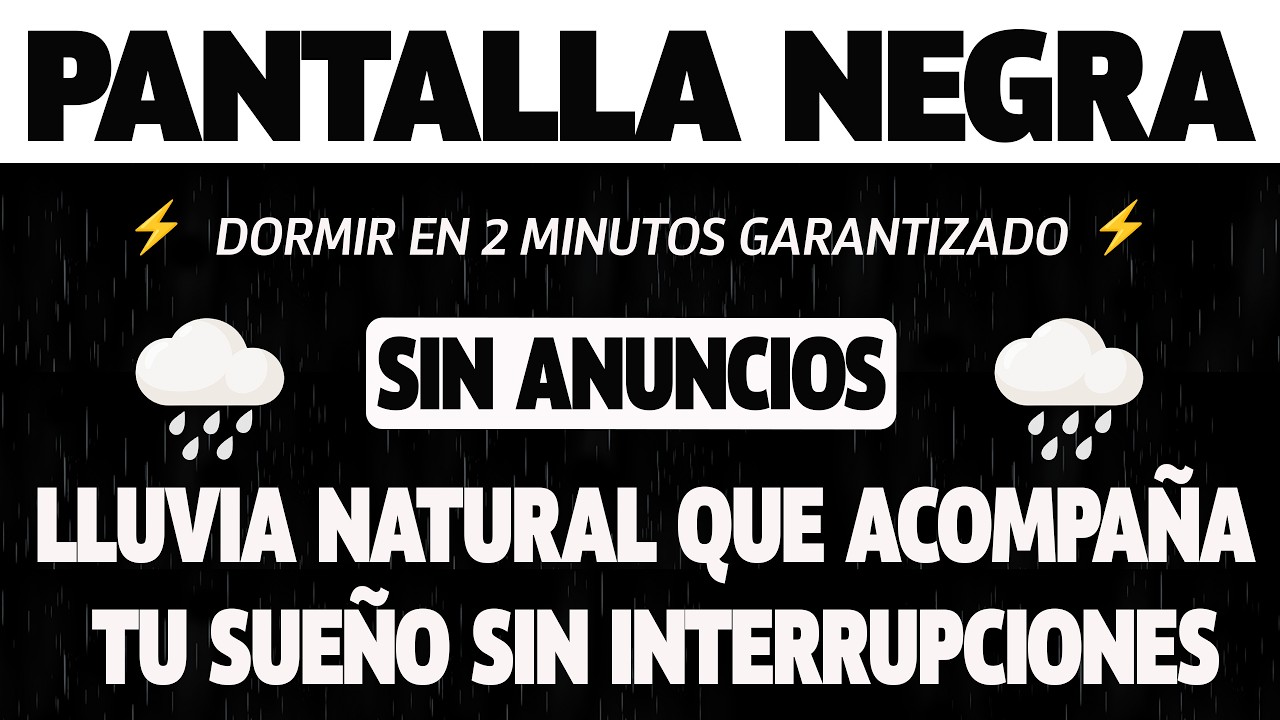 Pantalla Negra | Lluvia Fuerte y Truenos Distantes para Sueño Tranquilo y Profundo