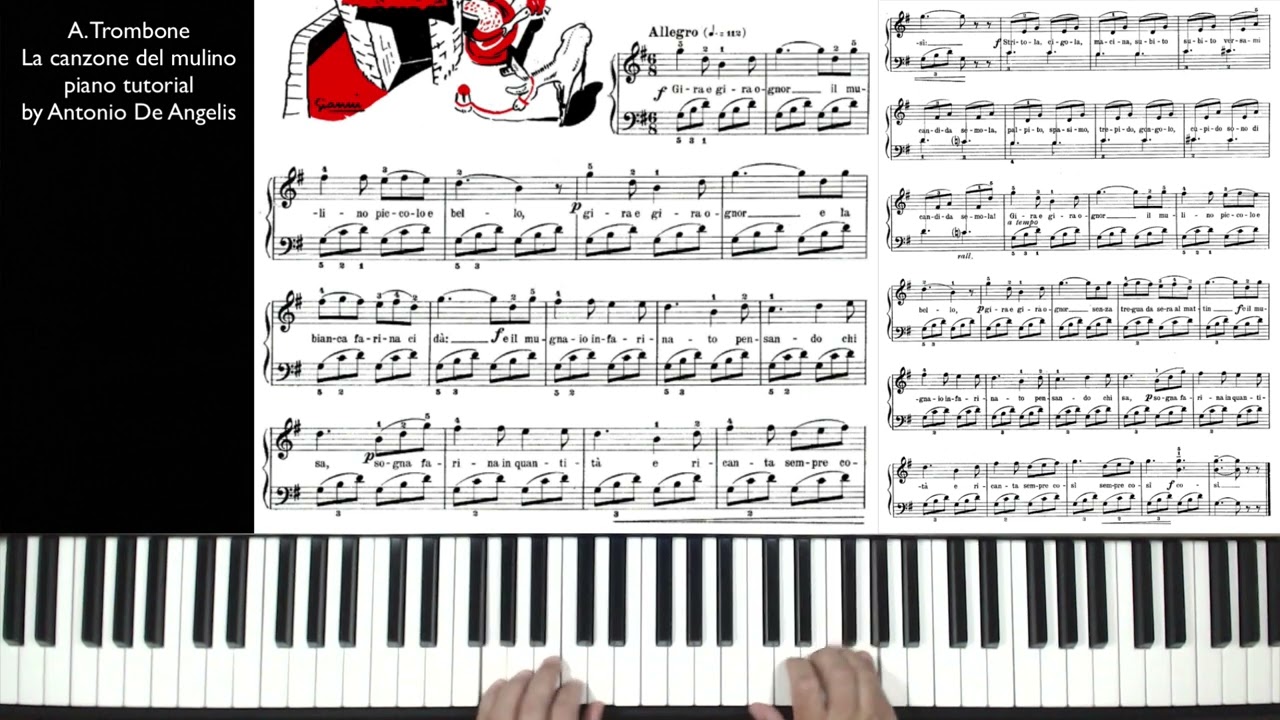 A. Trombone - La canzone del mulino - piano tutorial by Antonio De Angelis