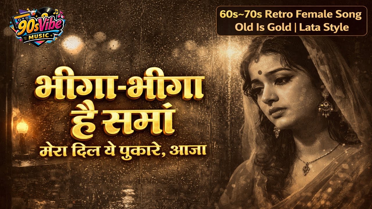 भीगा-भीगा है समाँ | 60s–70s Retro Female Song | Old Is Gold | 90s Vibe Music | Bhiga Bhiga Hai Sama