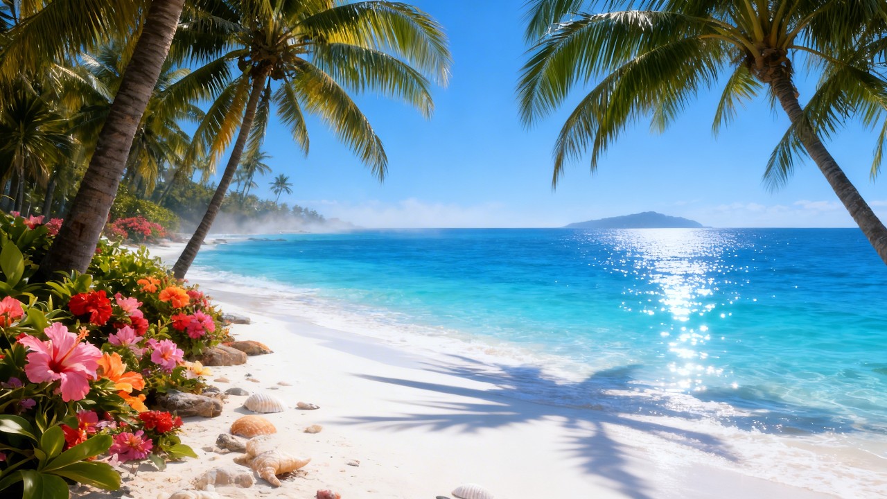 Relaxing Tropical Beach Sounds 🌊 Ocean Waves for Sleep, Study, Meditation & Stress Relief