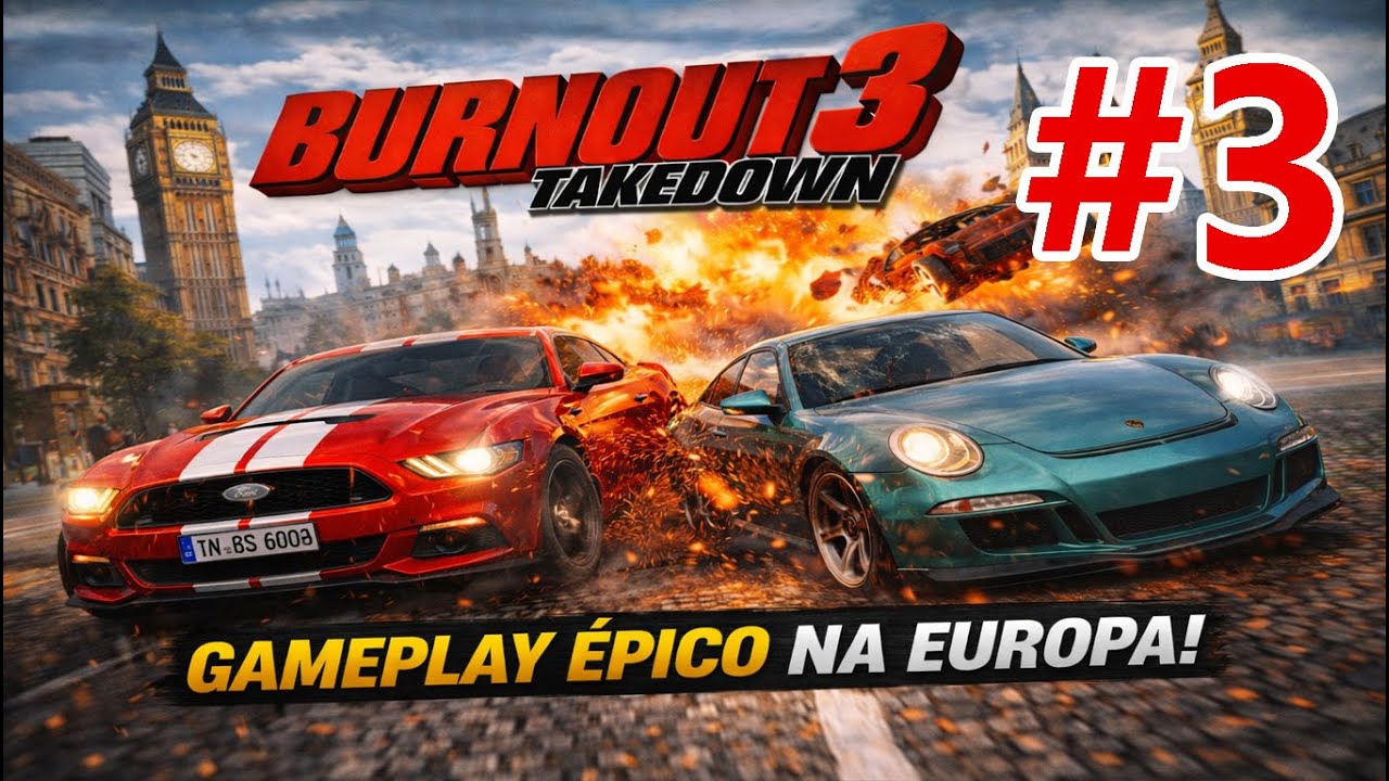 Burnout 3 Takedown PS2 HD Remaster com Reshade - Encarando as Pistas Mais Difíceis da Europa! #part3