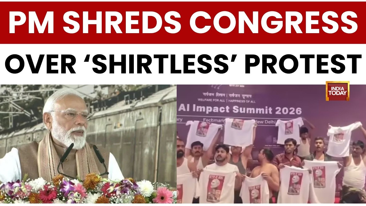 PM Modi Slams Congress Over 'Shirtless Protest' At AI Summit | Bharat Mandapam | Youth Congress