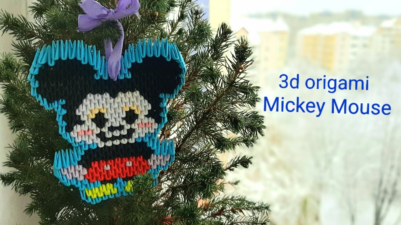 3d origami Mickey Mouse. Christmas tree decoration. Tutorial.#christmasdecorations #mickeymouse