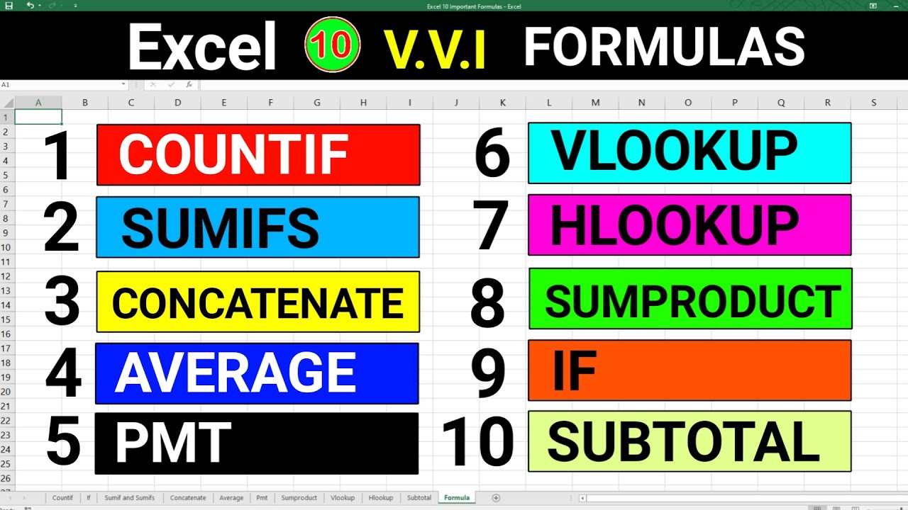 10 Most Important Excel Formulas | Excel का 10 Powerful Formulas | Know Every Users