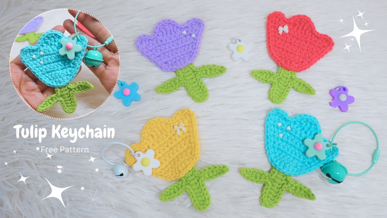 DIY Tulip Keychain Easy Tutorial | Crochet Flower Charm | Crochet with Mokot