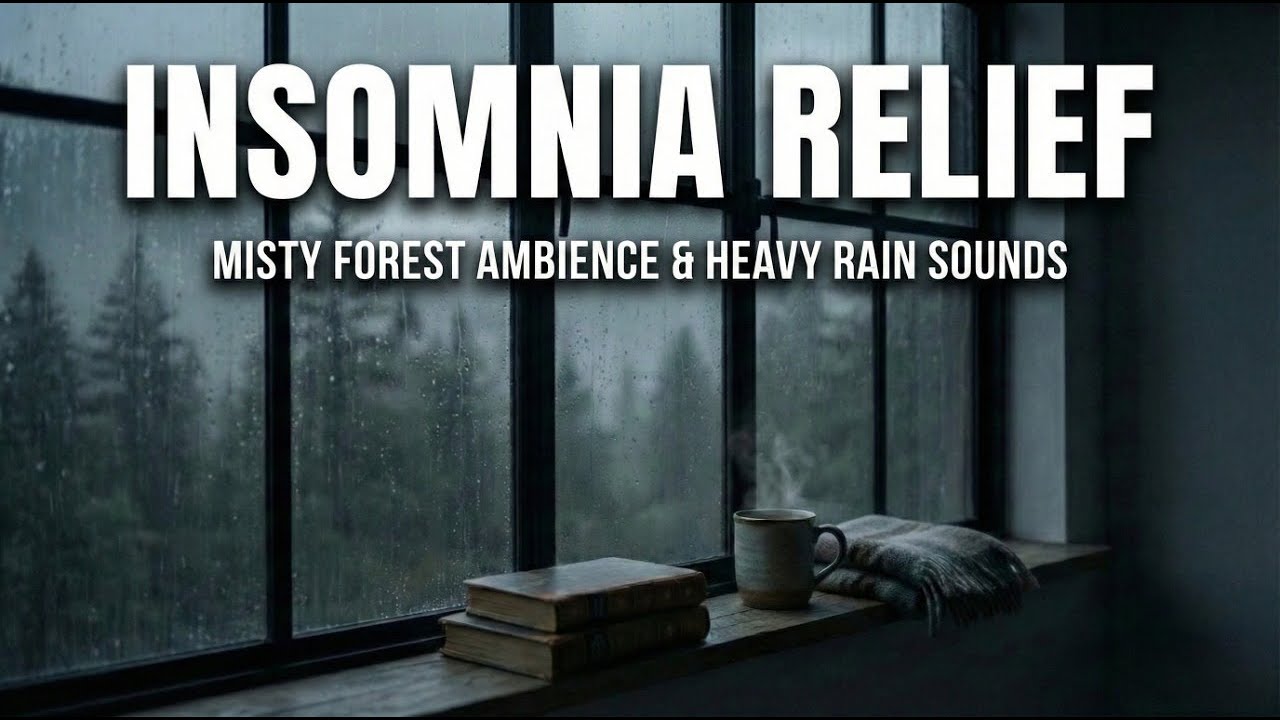 Insomnia Relief: Misty Forest Ambience & Heavy Rain Sounds for Deep Sleep 🌧️ 3 Hours
