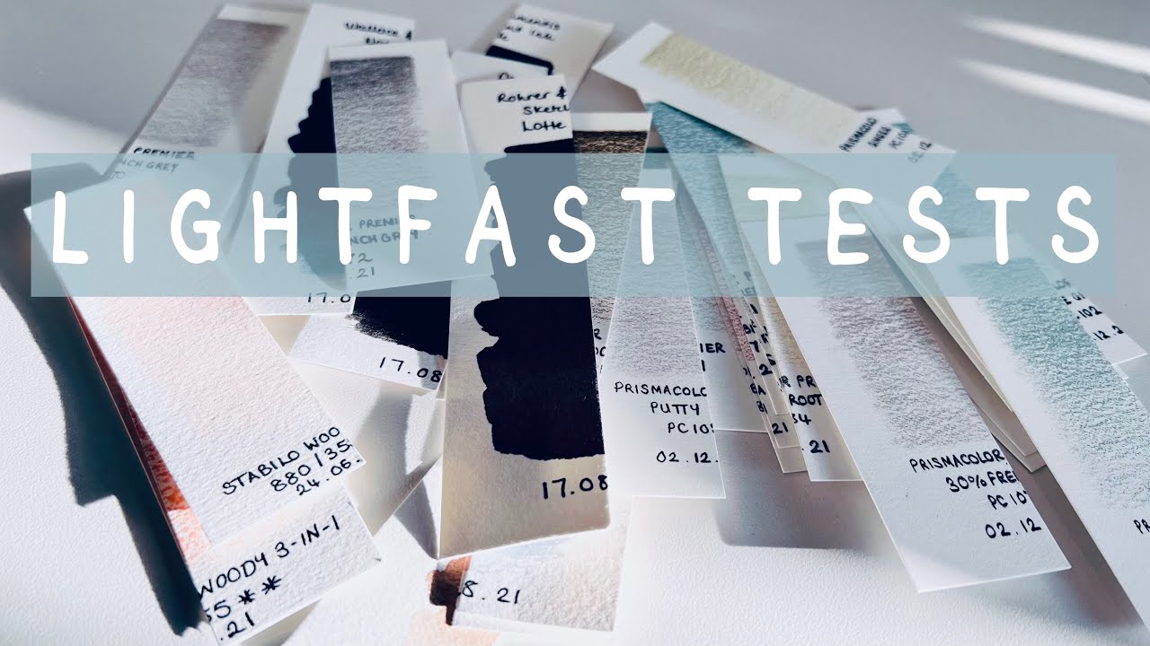 LIGHTFAST TESTS 5 | Did they fade or not? Holbein Acryla gouache, Prismacolor pencils, inks etc.
