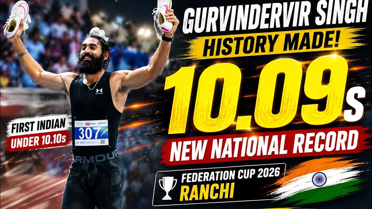 NEW NATIONAL🥇 RECORD(10.09sec) BREAK 🇮🇳 Gurindervir Singh Runs 10.09s ⚡