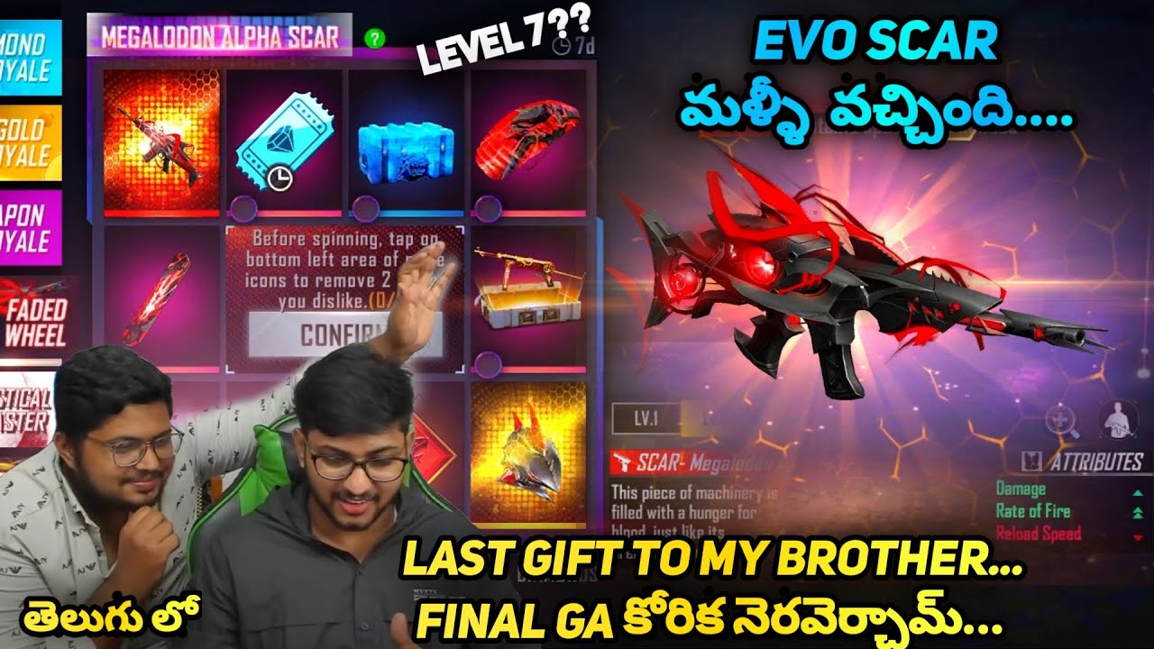 Megalodon Alpha Scar Returns - How To Upgrade Evo Scar Level 7 - Easy Trick - Free Fire Telugu