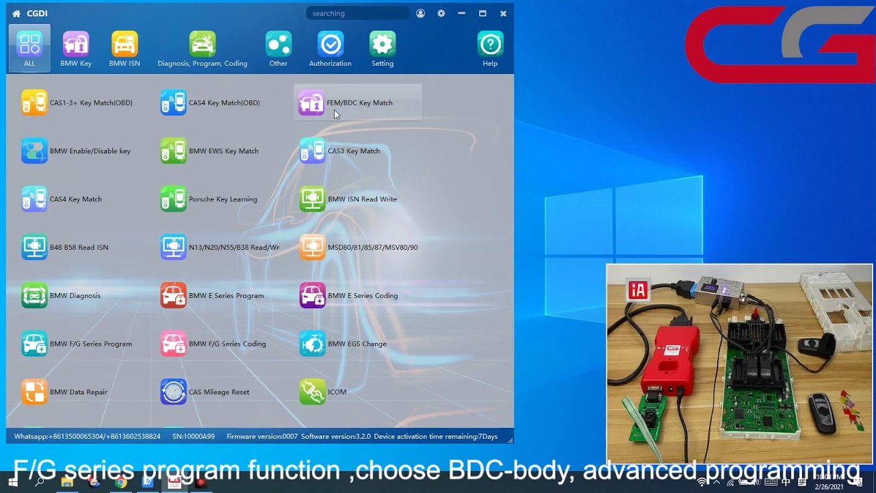 CGDI BMW ~ How to add BDC key part 1