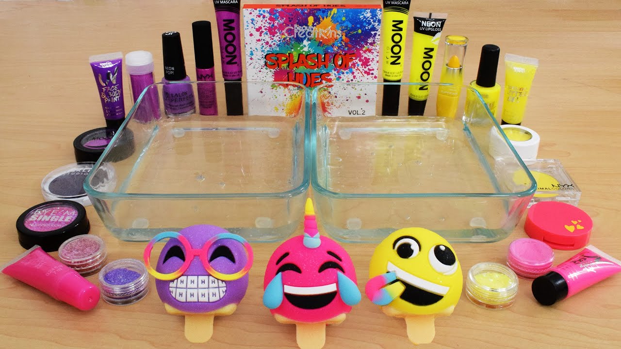 Pink vs Purple vs Yellow - Mixing Makeup Eyeshadow Into Slime ASMR 246 Satisfying Slime Video