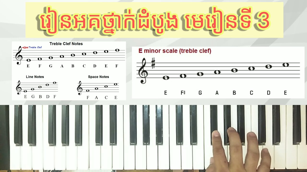 រៀនអគ/ព្យាណូថ្នាក់ដំបូង មេរៀនទី3 learning piano for beginner first class lesson 3