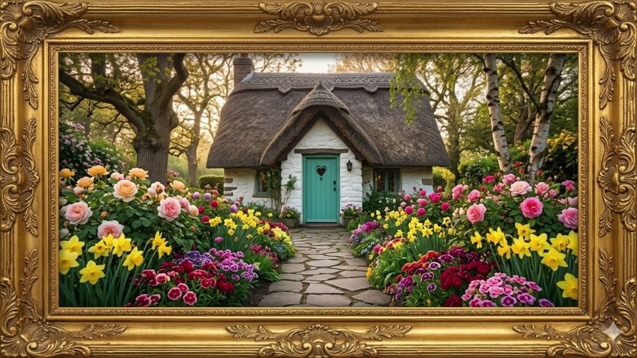 Spring Fairytale Cottage 4K Frame TV Art | screensaver | Cabaña de Cuento de Hadas 4K