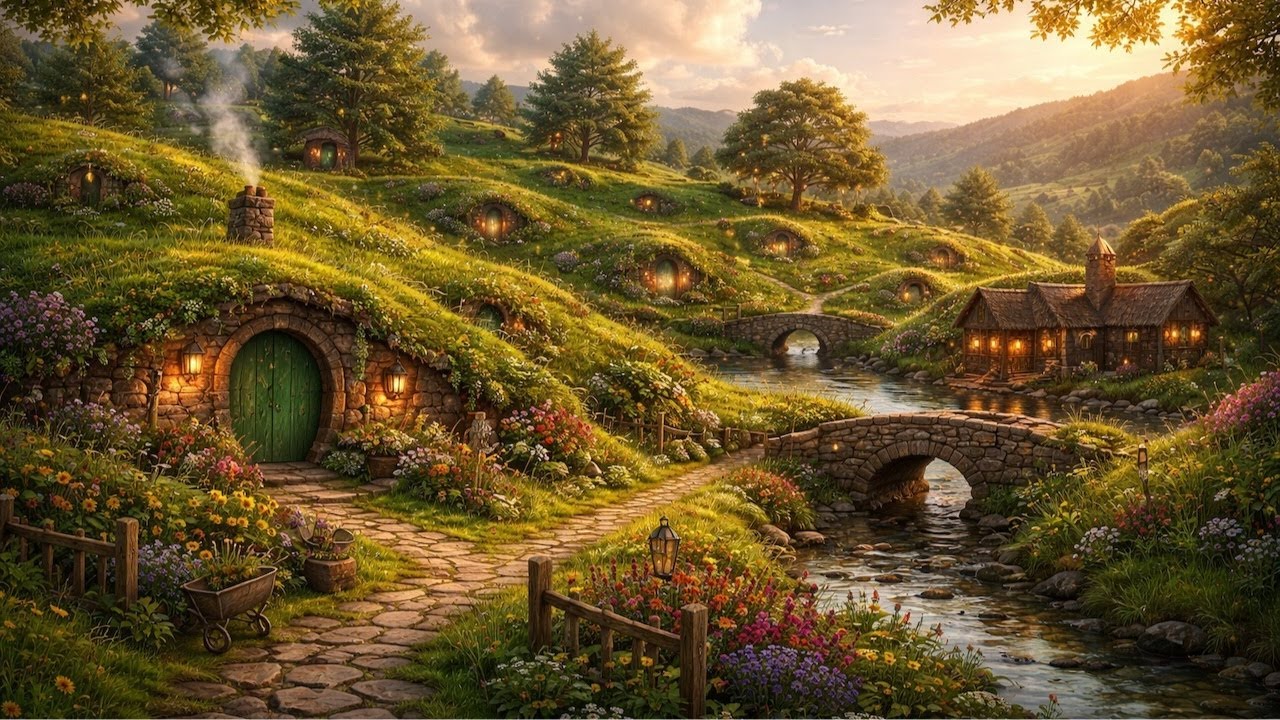 The Shire 🌿 Relaxing Fantasy Ambience | Peaceful Folk Music for Reading